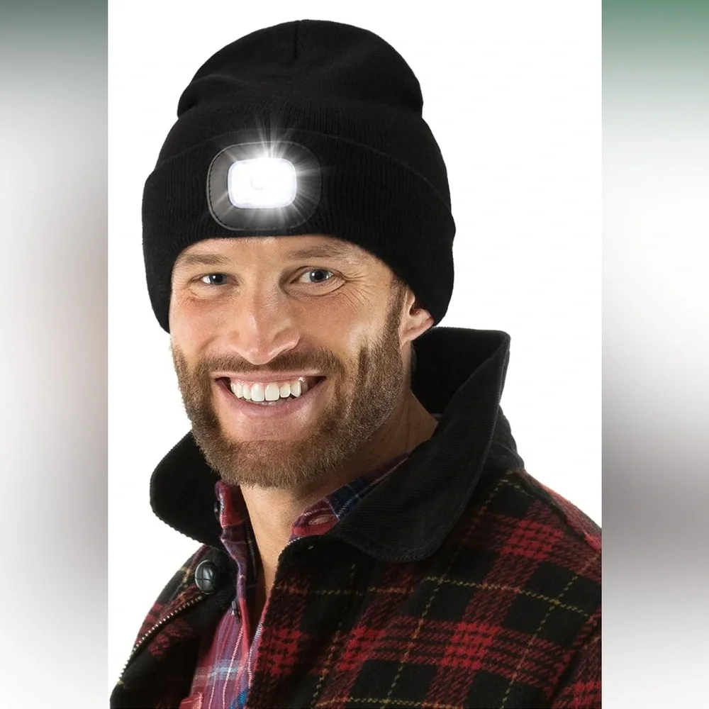 Unisex‎ Hat with Light, USB Rechargeable Hands Free Headlamp LED Beanie NWT